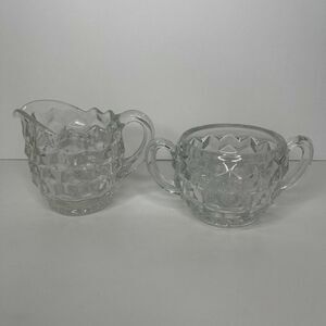 Fostoria American LARGE 10oz Creamer & Open Sugar‎ Bowls Vintage Clear Glass